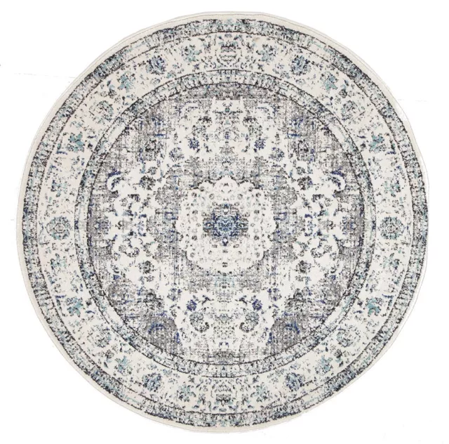 RUGHOME GREY FLORAL MEDALLION ANTIQUE TRADITIONAL ROUND RUG 240x240cm **NEW**