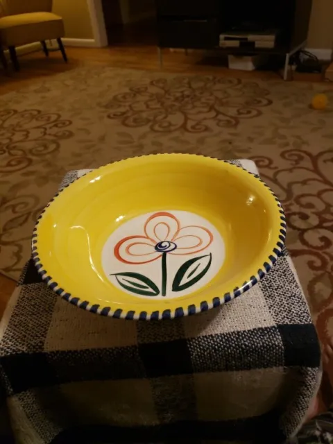 Vintage Roma Inc. Made In Italy Spongeware Hand painted Ceramic 10 Inch Bowl.