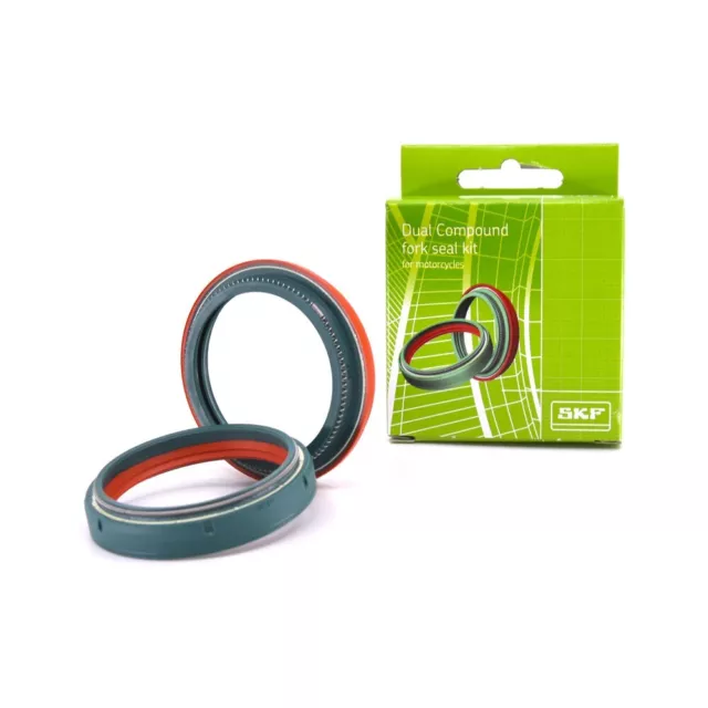 KIT PARAOLIO PARAPOLVERE FORCELLA SKF DUAL STELO 49 mm SHOWA VERDE ROSSO