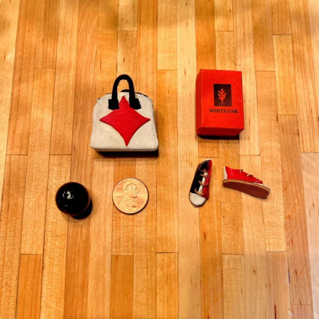 Miniature Bowling Bag,  Shoes and Bowling Ball - Handcrafted