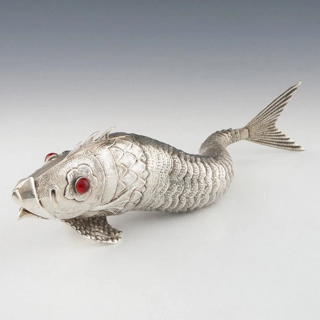 Large Mid 20th Century Spanish Silver Articulated Fish Sculpture