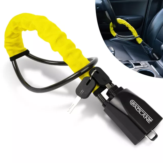 GADLANE Seat Belt Lock Steering Wheel Lock Car Security Anti-Theft Device Yellow