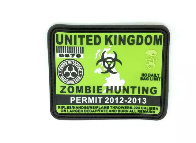 United Kingdom Zombie Hunting Permit PVC Flecken Klett Patch