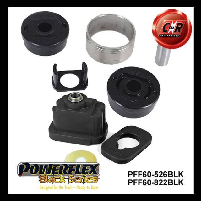 Powerflex Black RR Bas Engmnt + Up Torq Palier Bras Pour Clio 3 197/200 05-12
