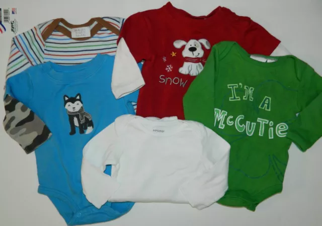 Lot of 5 boys 1-pc Long Sleeve Rompers Bodysuits MINIWEAR Carters 3 6 months