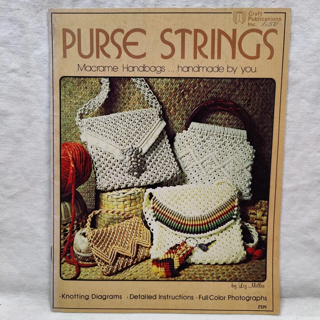 Raro De Colección 1976 BOLSOS DE MANO MACRAME DISEÑOS PROYECTO Libro de Publicaciones Artesanales 7119