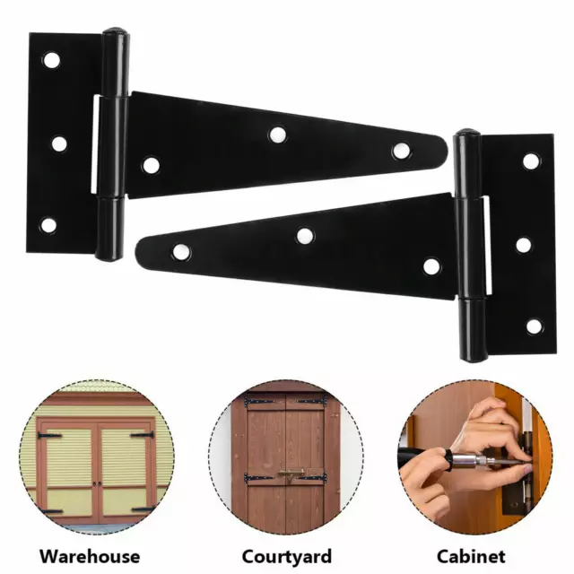 6" Heavy Duty T-Strap Barn Door Hinges Shed Gate Hinge Metal Wrought Hardware