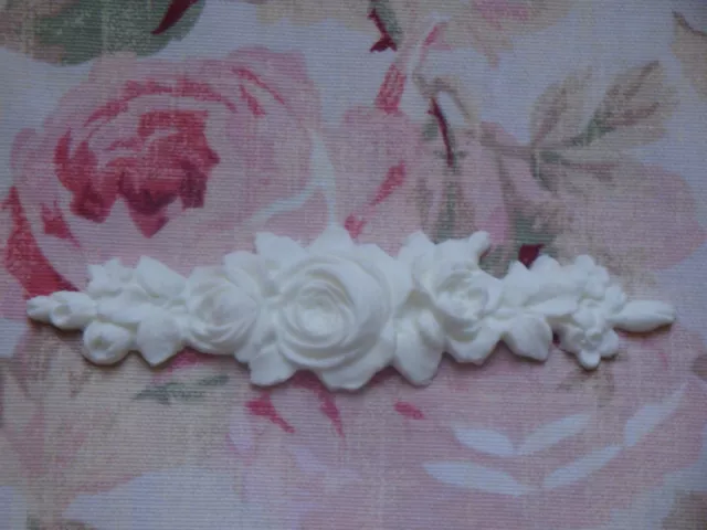 Shabby & Chic Rose Floral Center Furniture Applique Architectural Onlay Pediemnt