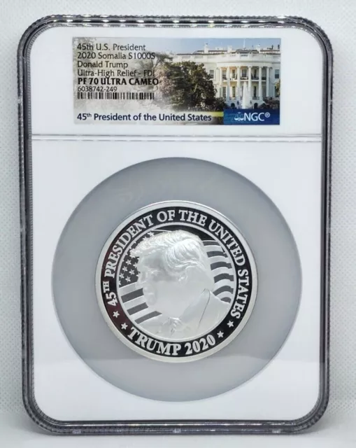 2020 Somalia S1000S 45th President Donald Trump 10oz Silver NGC PF70 UC UHR FDOI