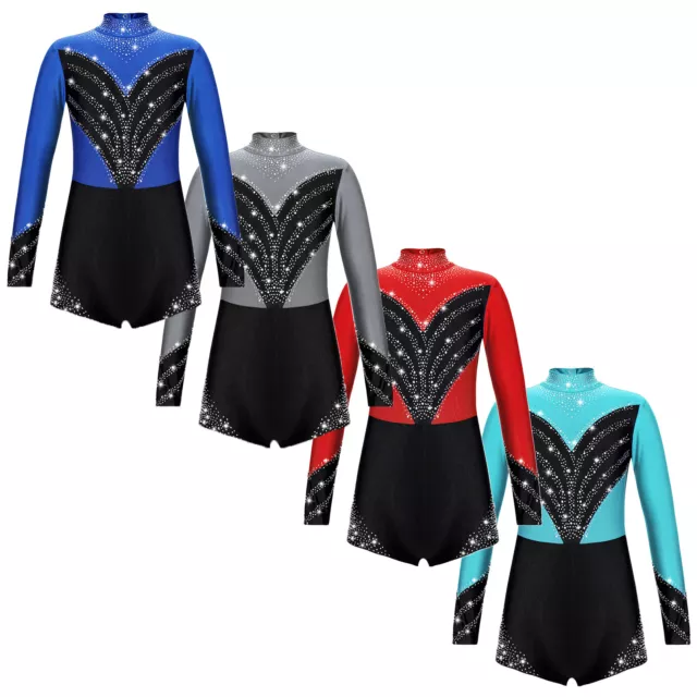 Tuta Unitard Ragazze Ginnastica Leotard Cerniera Schiena Biketard con Pantaloncini