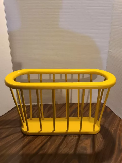 Vintage Wooden Magazine Newspaper  Rack  Yellow Thailand