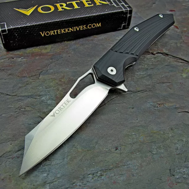 VORTEK HAWKEYE Black G10 Wharncliffe Blade Ball Bearing Folding EDC Pocket Knife