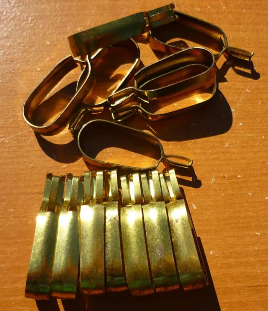 Lot of 14 Vintage Brass 1/2" Oval Oblong Clip-On Cafe Curtain Drapery Rings
