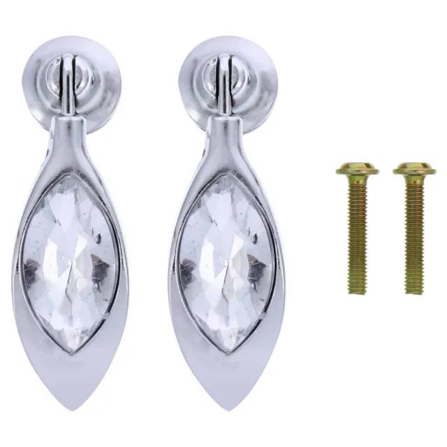2 Pcs Handle Crystal Drawer Pulls Cupboard Handles Knobs Glass Drill Golden