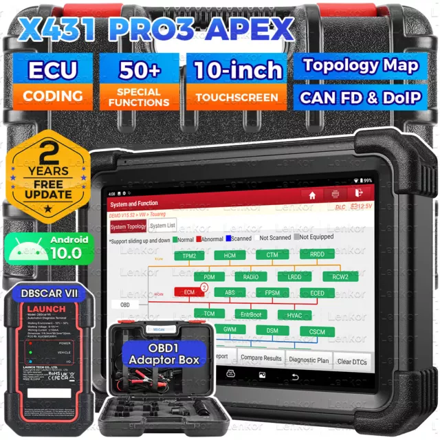 LAUNCH X431 PRO3 APEX Outil Diagnostic Scanner OBD2 Codage ECU Système
