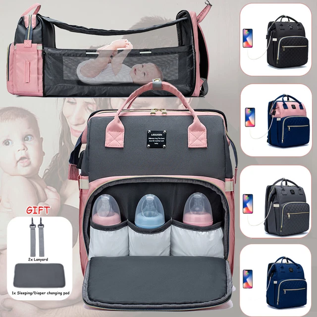 3 in 1 Foldbale Diaper Bag Baby Bed Portable Bassinet Crib Backpack Travel/Sleep