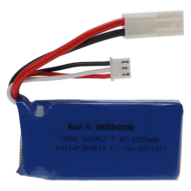 1x Batteria per modellismo 1500mAh 7.4V Li-Poly (EL-2P) 68x34x18mm universale