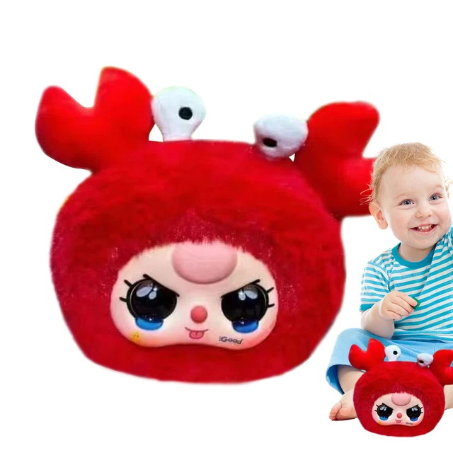 DOLL PILLOW TOY Baby Three Years Old Red Crab Head Big Eyes Doll Throw