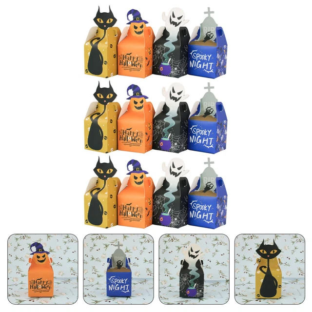 12 piezas Halloween Caja de envoltura de dulces Caja de dulces Papel de calabaza Niño