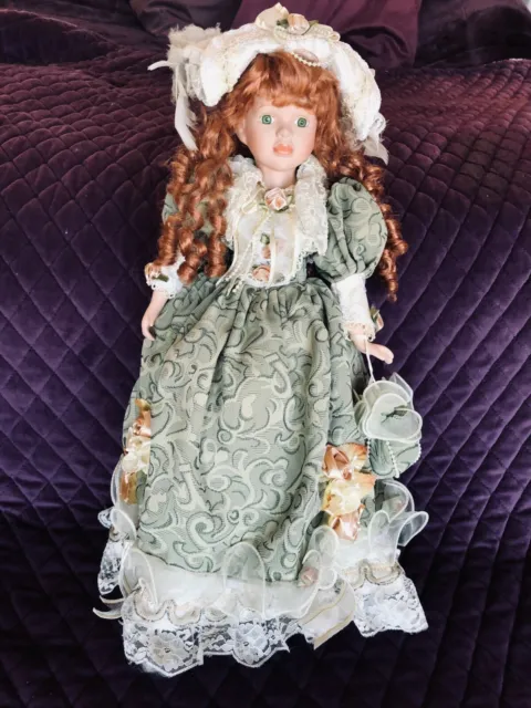 HEIRLOOM PORCELAIN DOLL 'PEGGY' by DUCK HOUSE with COA & ORIGINAL BOX