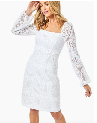LILLY PULITZER 10 Zoella Lace Dress Resort White Bungalow Blossom $198 NWT NIP