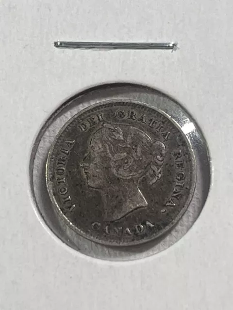 1891 Canada 5 Cents Small Silver Coin