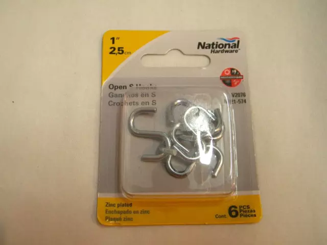 National Hardware N121-574 Zinc Plated V2076 Open S-Hook 1 inch