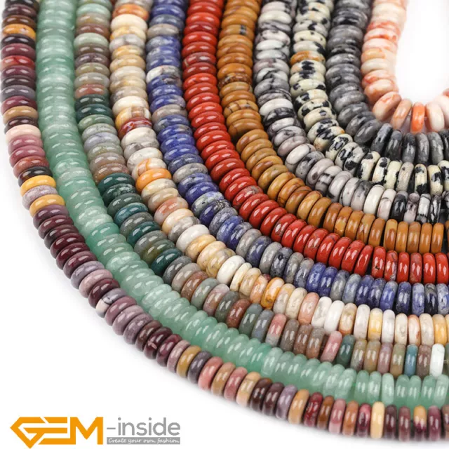 2x6mm Natural Gemstone Rondelle Heishi Disc Spacer Beads for Jewelry Making 15"