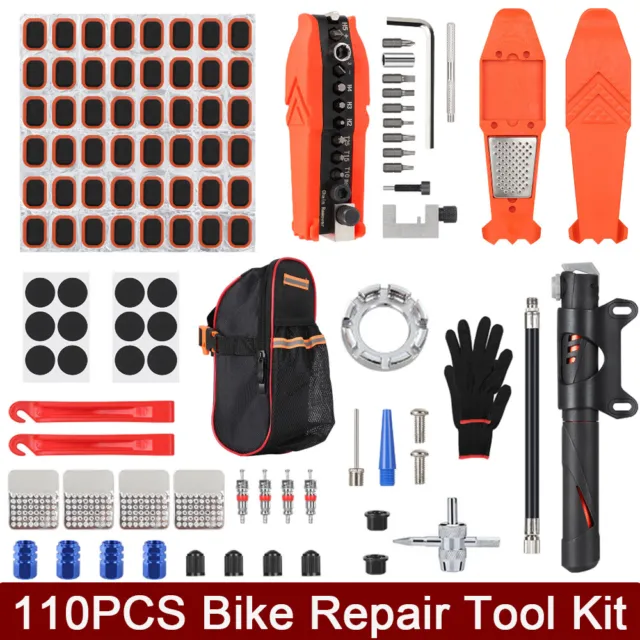 Bike Repair Tool Kit Bicycle Cycling MTB Tire Tyre Tube Repair Patches Pump Set
