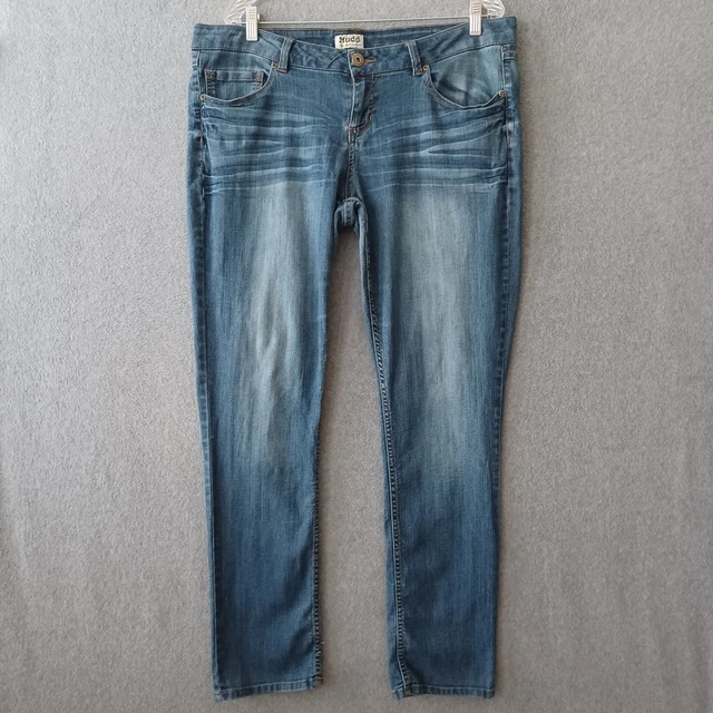 MUDD JEANS WOMENS 17 Blue Stone Washed Straight Leg Casual