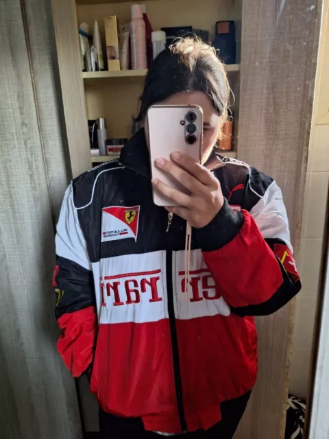 Ferrari red black cheap embroidered exclusive jacket