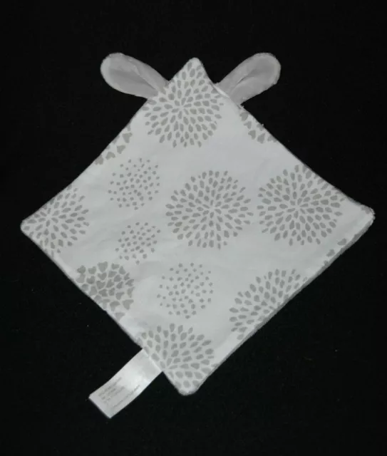 Doudou plat lapin blanc gris brodé CLARINS imprimé oreilles grises NEUF