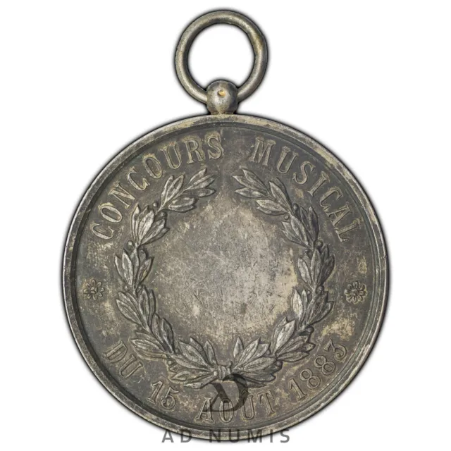 Frankreich Medaille Silber Wettbewerb Musical 15 Aug 1883 Villeneuve-Sur-Yonne 2