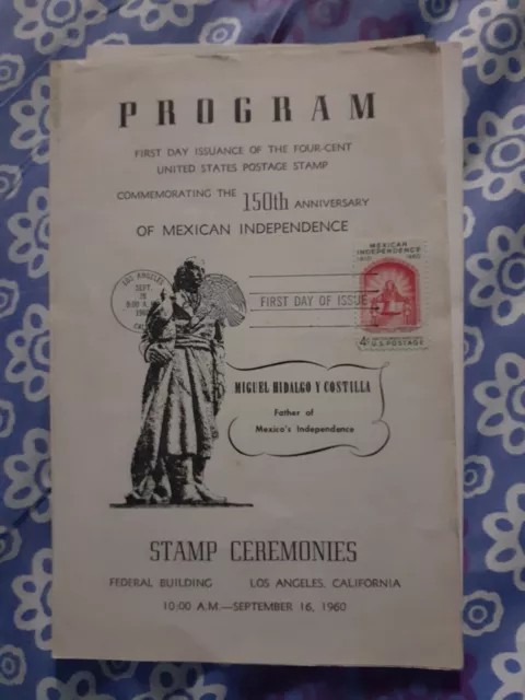 US 150th anniv mexican independence stamp ceremony program 1960