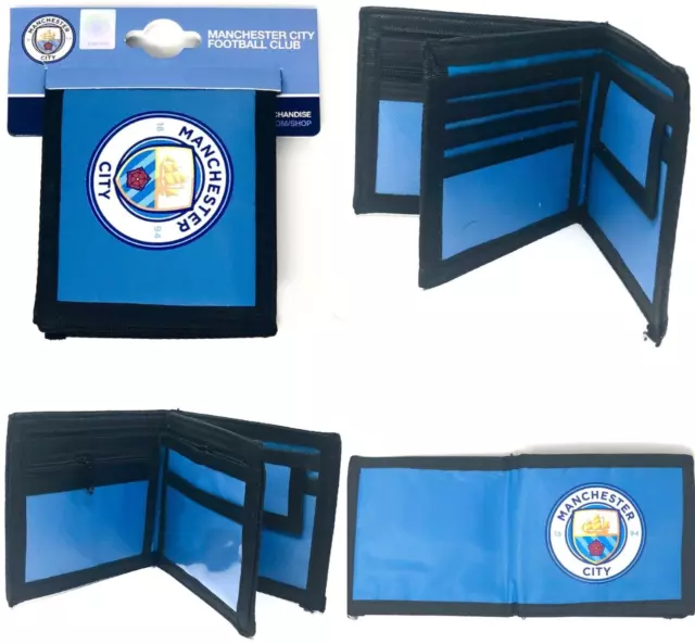 Manchester City Fc Crest Pocket Money Wallet Coin & Credit Card Holder Photo Id