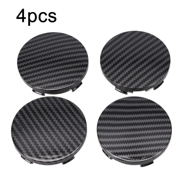 Upgrade Your Vehicle's Wheels 4Pcs Carbon Fiber Center Cap Covers 60mm Black