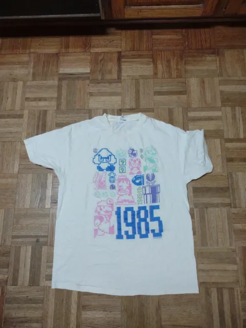 Men's Nintendo Retro Super Mario Bros. "1985" Pastel Tan Graphic T-Shirt Size XL