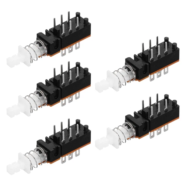 Interruttore a pulsante DPDT 6 pin 1 posizione autobloccante giallo 10 pezzi Interruttore a pulsante DPDT 6 pin 1 posizione autobloccante giallo 10 pezzi