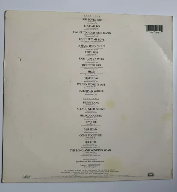 The 20 Greatest Hits by The Beatles (SV-12245 Vinyl, Oct-1982, Capitol) 2