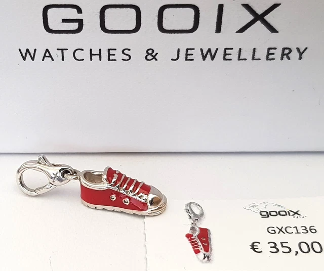 GOOIX CHARM Silber 925 er Charms Anhänger Schuh Sneaker Emaille NEU 30 rot