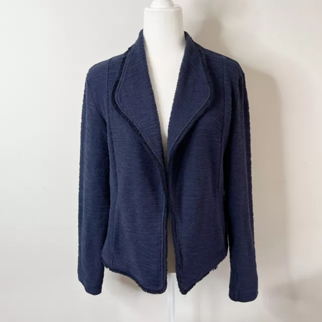 Marc New York/Andrew Marc Women's Performance Knit Blazer M Navy Blue Open Front 2