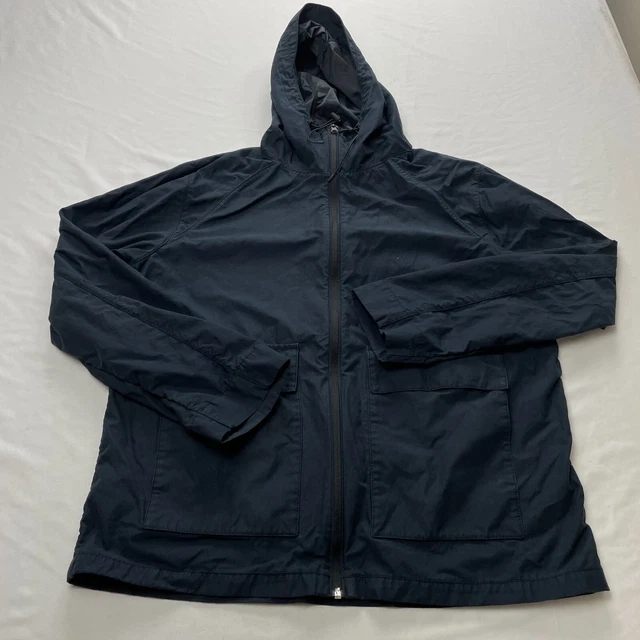 Gap Anorak Jacket Mens Large 48-50 Blue Full Zip Hooded Headphone Slot Outdoor