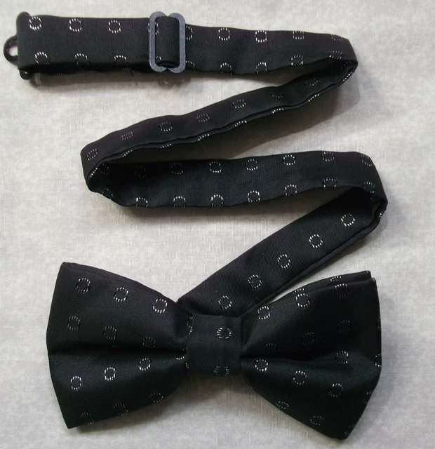 Bow Tie Bowtie Retro Adjustable BLACK SILVER Mens Vintage