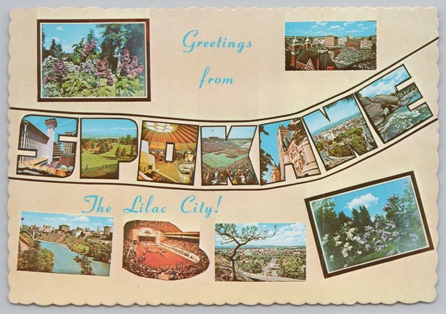 State View~6 Views & Letter Views Spokane Washington~Continental Postcard