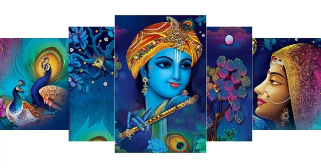 Indian Traditional Radha Krishna With Couple Peacock Set of 5