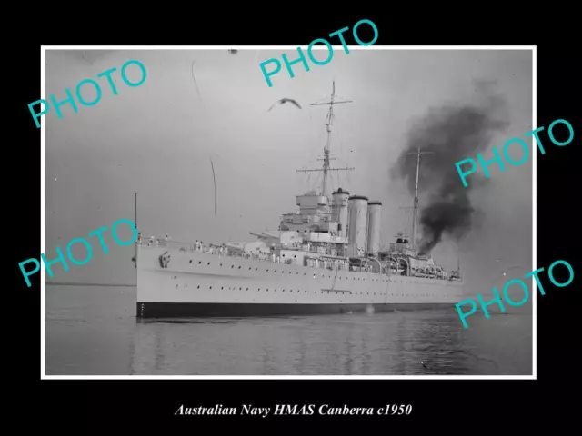 OLD LARGE HISTORIC AUSTRALIAN NAVY PHOTO OF THE HMAS CANBERRA SHIP c1950 1