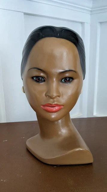 Vintage Marwal Polynesian Asian Woman With Earrings Chalkware Bus