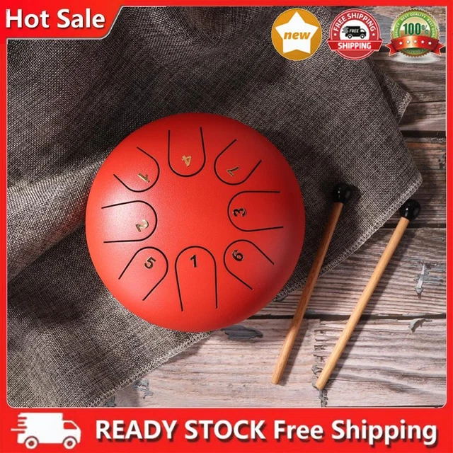 TTSAM 6 Zoll Ethereal Steel Tongue Drum 8 Tune Hand Pan Drum Tank mit Schl?eln D