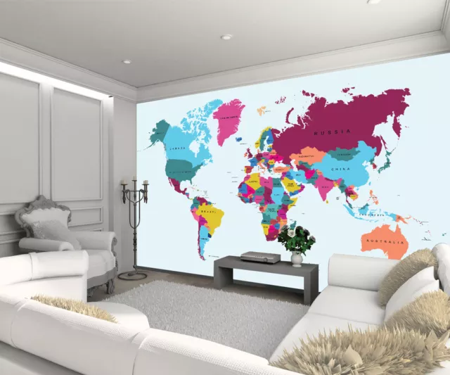 World Map Childrens Photo Wallpaper Wall Mural Kids Decoration Home Decor 3