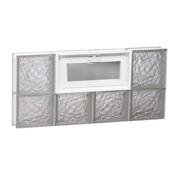 Clearly Secure Glass Block Window 31" x 13.5" x 3.125" Frameless Ice Pattern